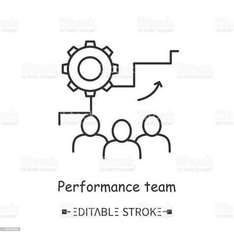 Performance Team Line Icon Editable Illustration Stock Illustration