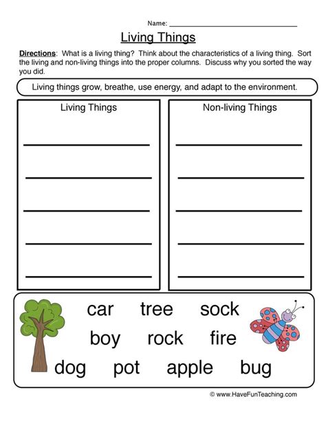 Living And Nonliving Worksheets