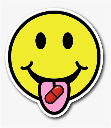 Red Pill Smiley Sticker Lsd Smiley Face Transparent Png 1064x1064