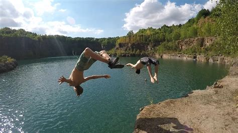 Gopro Groby Quarry Cliff Jumping Youtube