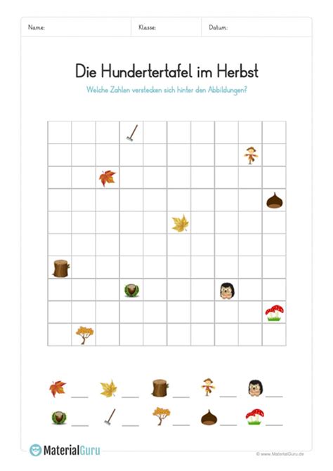 Arbeitsblatt für das fach mathe. Hundertertafel Leer Zum Ausdrucken