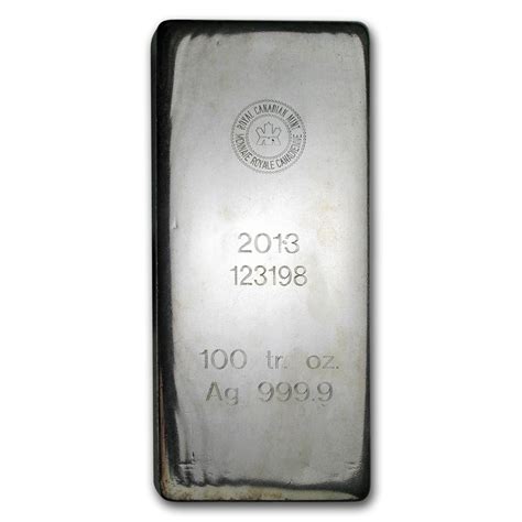 Buy 100 Oz Silver Bar Royal Canadian Mint 20139999 Fine Apmex