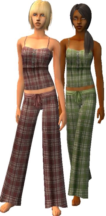 Mod The Sims 9 Pretty Maxis Matching Pyjamas For Your Ladies Plaid