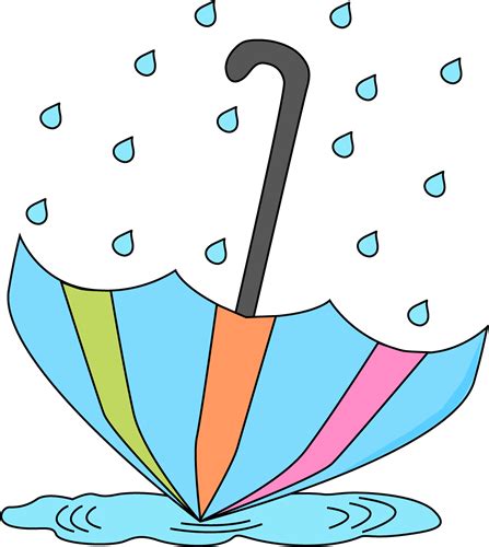 Umbrella in a Rain Puddle Clip Art - Umbrella in a Rain Puddle Image