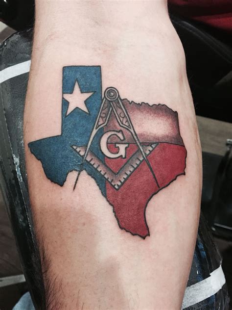 Texas Masonic Tattoo By Brian Hall At Hot Rod Tattoo Hot Rod Tattoo G
