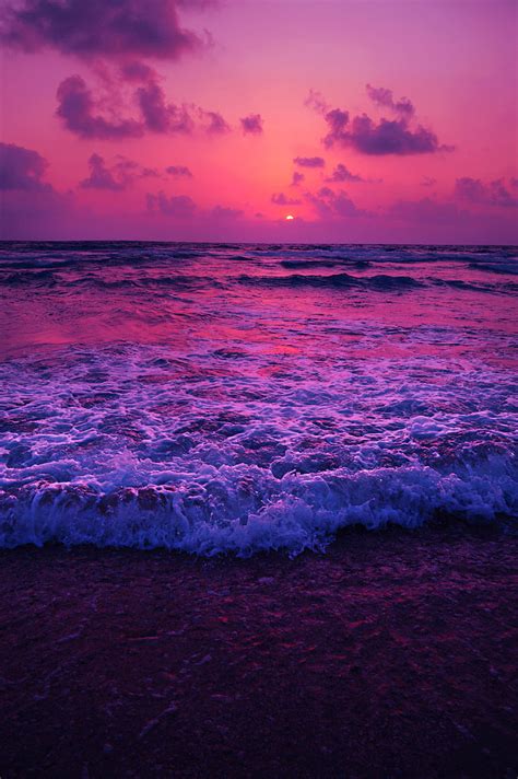 Hd Wallpaper Photo Of Sunset Sea Horizon Surf Foam Water Sky