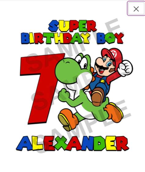 Sublimation Transfer Happy Birthday Personalized Super Mario Etsy
