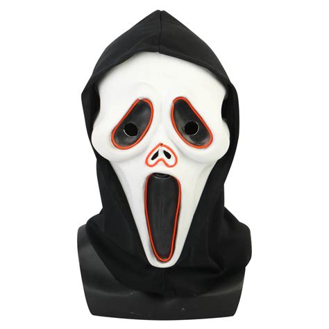 Halloween Ghost Face Mask Costume Luminous Scream Adult Scary Horror
