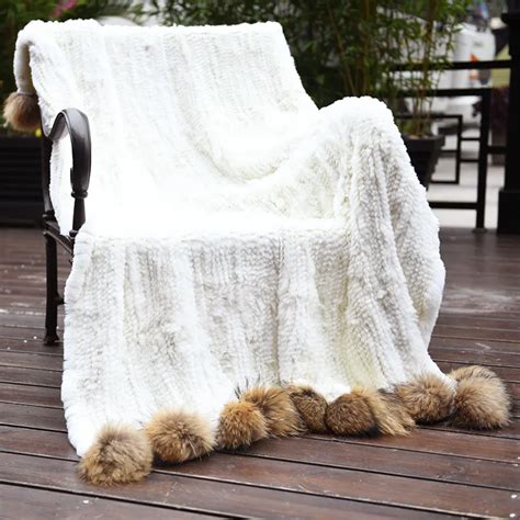 Cx D 108b 100 Real Fur Ball Fashion Sofa Bedding Decorative Throw Blanket Rex Rabbit Knitted