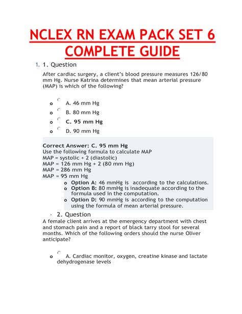 Nclex Rn Exam Pack Set 6 Latest Updated Solutioncomplete Guide Rated
