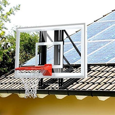For a playing area the size of a two car driveway, 54 to 60. katop Garage Roof-Mount Outdoor Basketball Hoop System