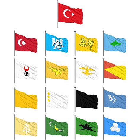 Eski Türk Devletleri 17 li Gönder Bayrağı Seti 50x75cm Fiyatı