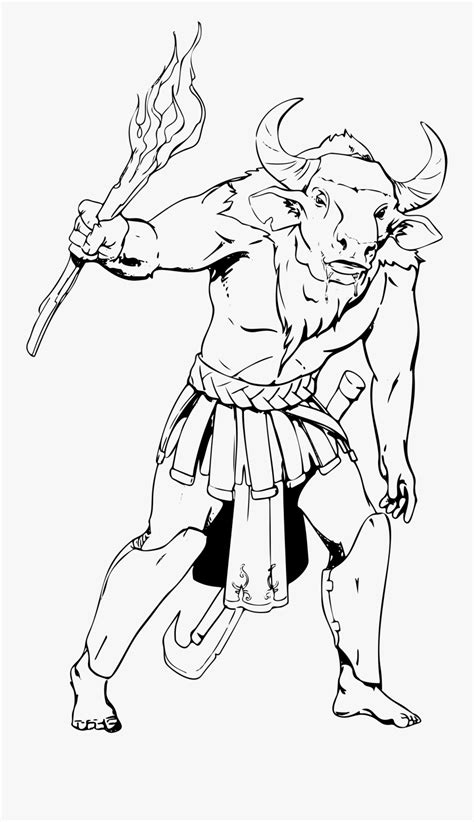 By Ladyofhats Big Image Minotaur Line Png Free Transparent Clipart