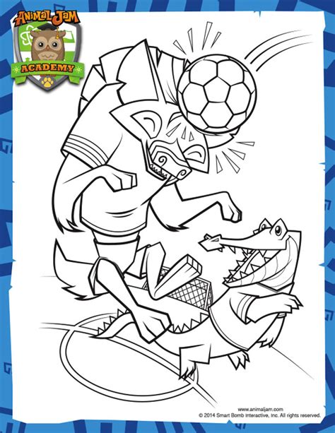 Click on the coloring page to open in a new window and print. Soccer Coloring Page - Animal Jam Academy