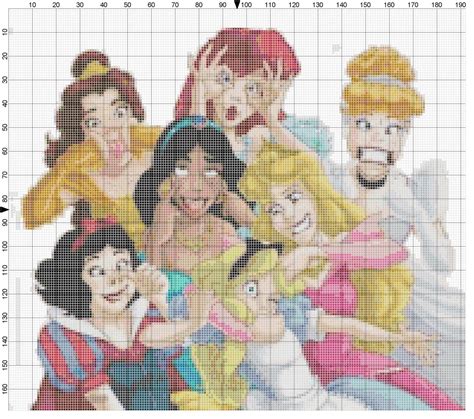 Disney Princesses Acting Silly Cross Stitch Pattern Pdf Etsy Disney