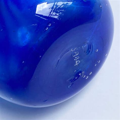 Vase Soliflore En Verre Soufflé Bullé Bleu Selency