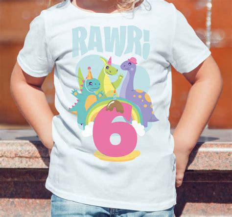 Camiseta Niños Fiesta De Dinosaurio Rawr Tenvinilo