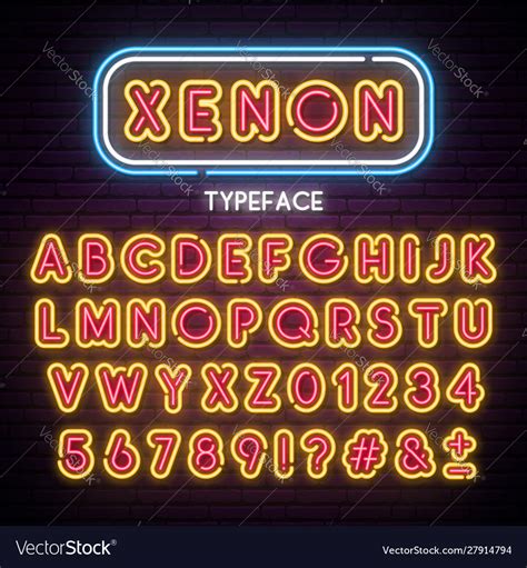 Neon Light Alphabet Retro Font Type Letters Vector Image