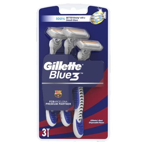 Gillette Blue3 maszynka do golenia dla mężczyzn, 3 szt FC Barcelona , 1