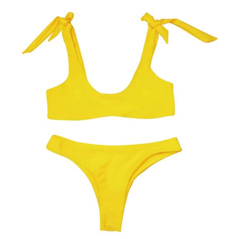 Lyseacia Sexy Thong Bikini Set For Women Push Up Swimwear Padded Micro