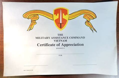 Original Macv Vietnam Certificate Of Appreciation Military Army