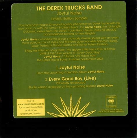 Derek Trucks Joyful Noise Limited Edition Sampler Us Promo Cd Single Cd5 5 525863
