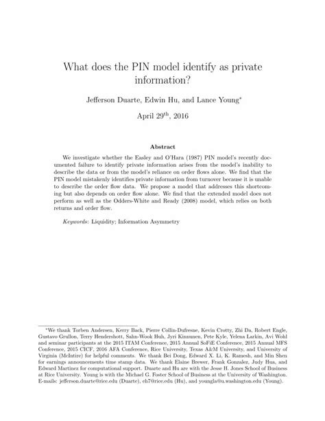 Pdf What Does The Pin Model Identify As Private Information