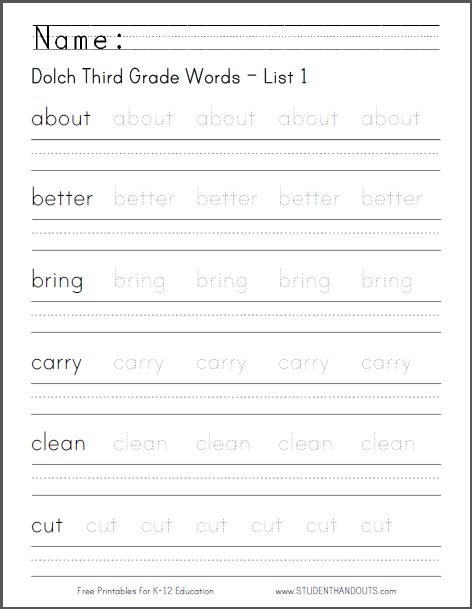 Writing Practice For Third Grade Worksheets