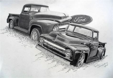 Check spelling or type a new query. 1956 Ford F100 Pickup Drawing by Richard Henderson