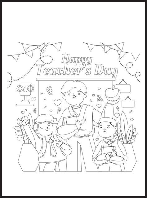 Teachers Day Coloring Pages 23134464 Vector Art At Vecteezy