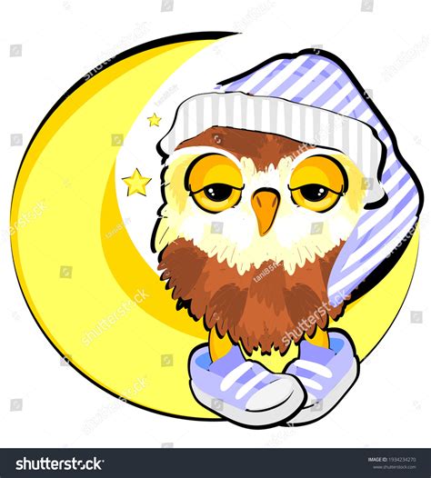 Sleepy Owl Sit On Moon Stock Illustration 1934234270 Shutterstock
