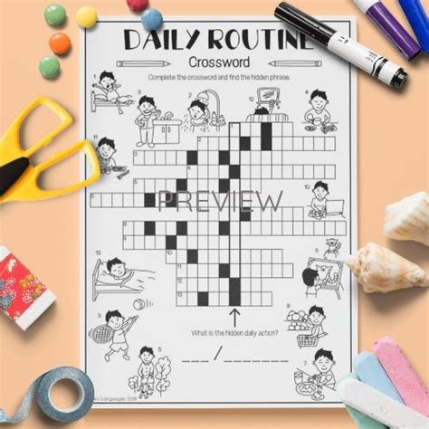 Daily Routine Crossword Activity Esl Worksheet For Kids