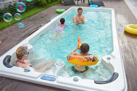 Portable Rectangular Fiberglass Swimming Pool With Massage Spa Jets