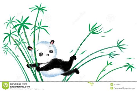 Jumping Panda On Bamboo Stock Illustration Illustration Of Jumping