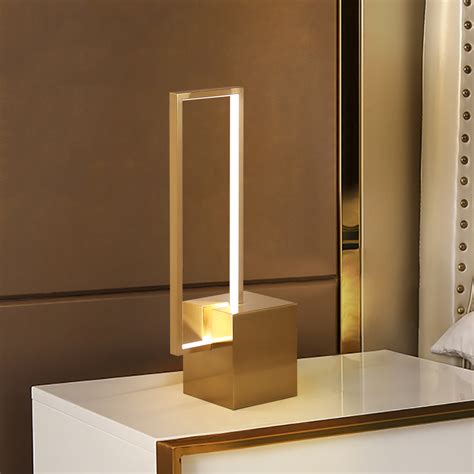 Modern Geometric Table Lamp Gold Dimmable Desk Lamp With Square Base