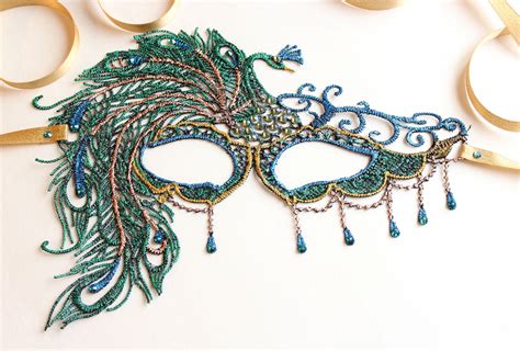 Peacock Masquerade Mask Sexy Peacock Feather Mask Women Mardi Gras Lace Mask Phantom Boudoir