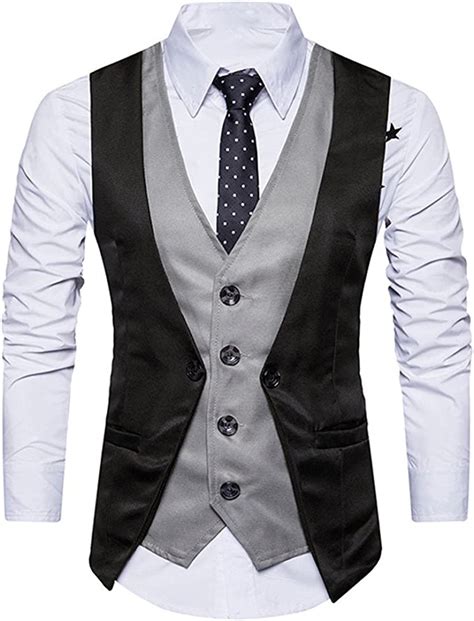 Pingtr Mens Unique Suit Waistcoat Smart Sleeveless V Neck Vest Classic