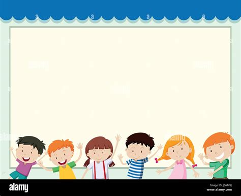 Border Template With Children In Background Illustration Stock Vector