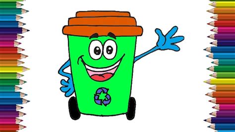 Recycle Bin Drawing For Beginners How To Draw A Cartoon Recycle Bin