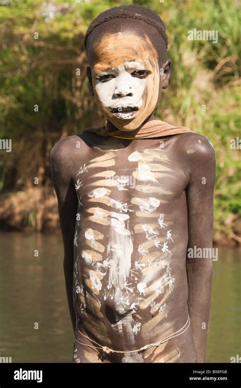 Surma Babe With Body Paintings Kibish Omo River Valley Ethiopia Stock Photo Royalty Free