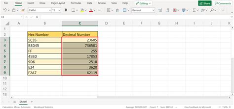 How To Convert Hex Numbers To Decimal Numbers In Excel