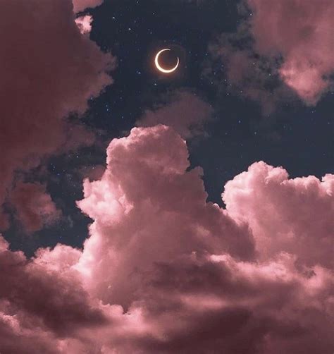 Pink Clouds Moon And Stars In 2020 Night Sky Stars Clouds Night Skies