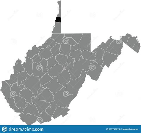Location Map Of The Ohio County Of West Virginia Usa Stock Vector