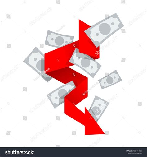 Currency Crash Thematic Illustration Artistic Arrow Down And Pouring