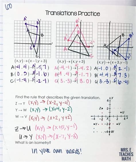 Transformations And Translations Inb Pages Translations Math Math