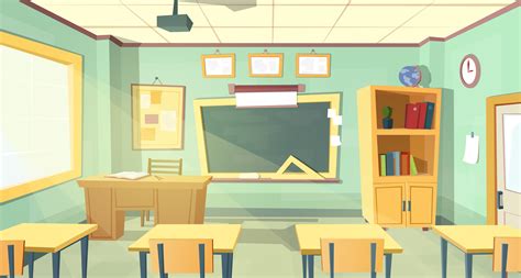Vector Cartoon Illustration Of School Classroom Download Free Vectors Clipart Graphics
