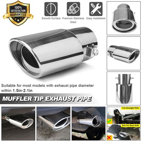 Car Rear Exhaust Pipe Tail Muffler Tip Round Chrome Stainless Steel