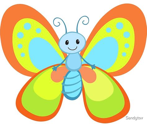 Cute Cartoon Butterfly By Sandytov Redbubble