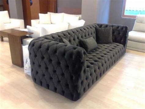 The new product ensures extreme comfort, combined with the superior design of caffe latte home. Black Fabric Modern Chesterfield Style Sofa - interior design