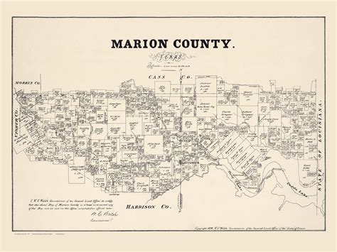 Marion County Texas 1879 Old Map Reprint Old Maps